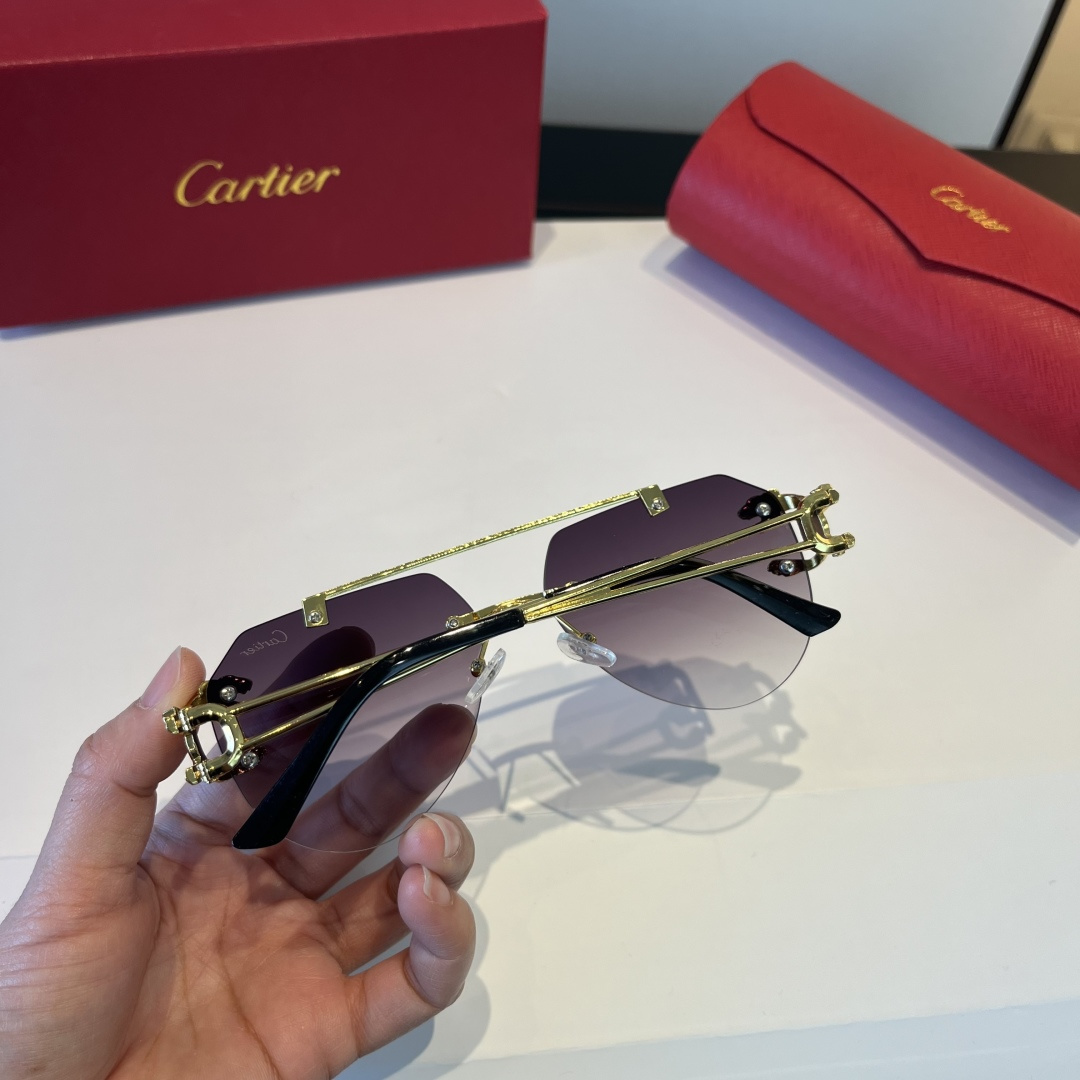 CARTIE カルティエ サングラス メンズ レディース フレームレス 軽量 ブラック ゴールド 2024年新作 - 画像 5