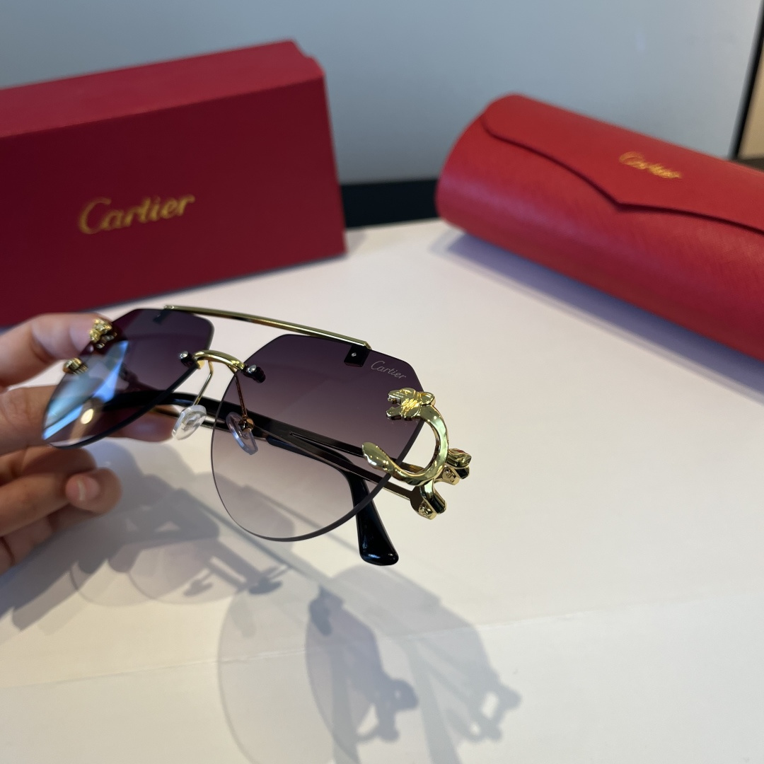 CARTIE カルティエ サングラス メンズ レディース フレームレス 軽量 ブラック ゴールド 2024年新作 - 画像 6