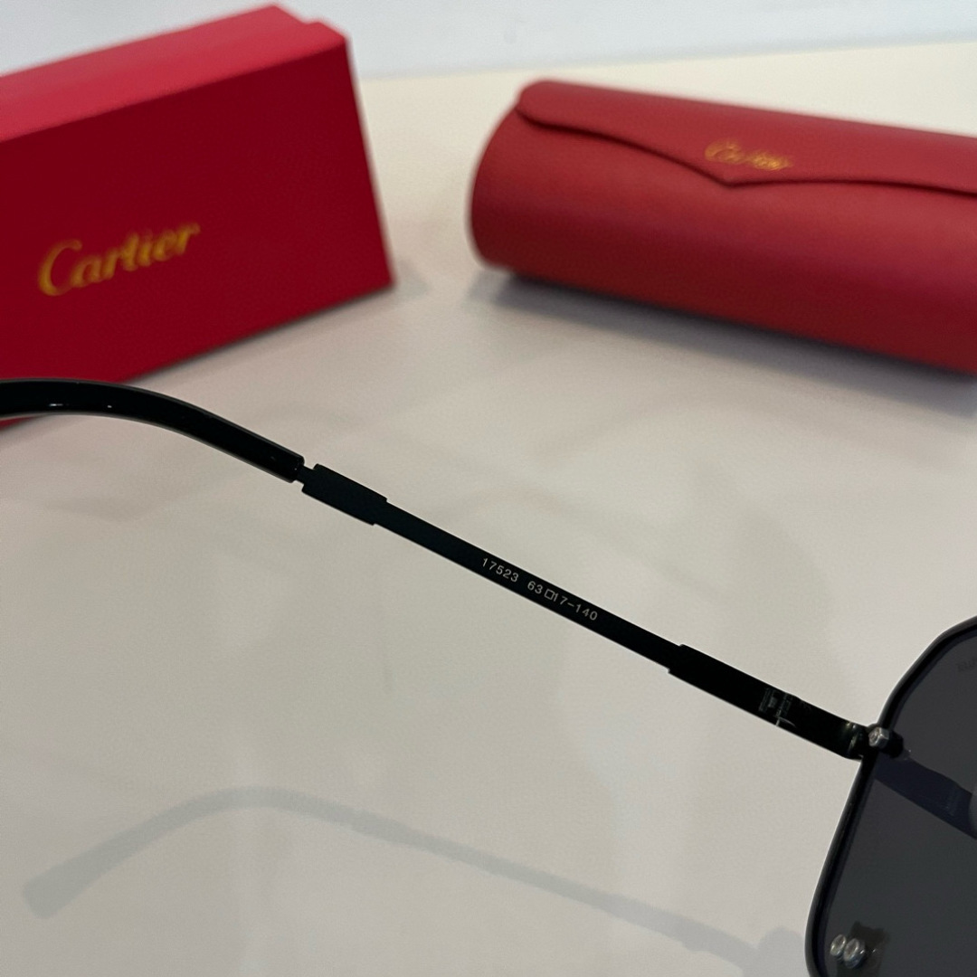 CARTIER カルティエ メタルサングラス 17523 ブラック メンズ 7-140 トゥルーフレーム 軽量 通勤 - 画像 2