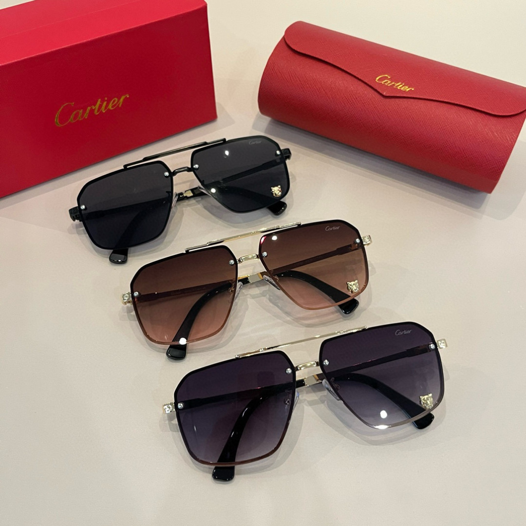 CARTIER カルティエ メタルサングラス 17523 ブラック メンズ 7-140 トゥルーフレーム 軽量 通勤 - 画像 4
