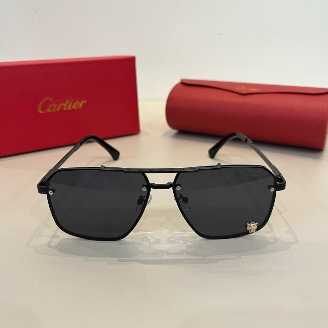 CARTIER カルティエ メタルサングラス 17523 ブラック メンズ 7-140 トゥルーフレーム 軽量 通勤 - 画像 5