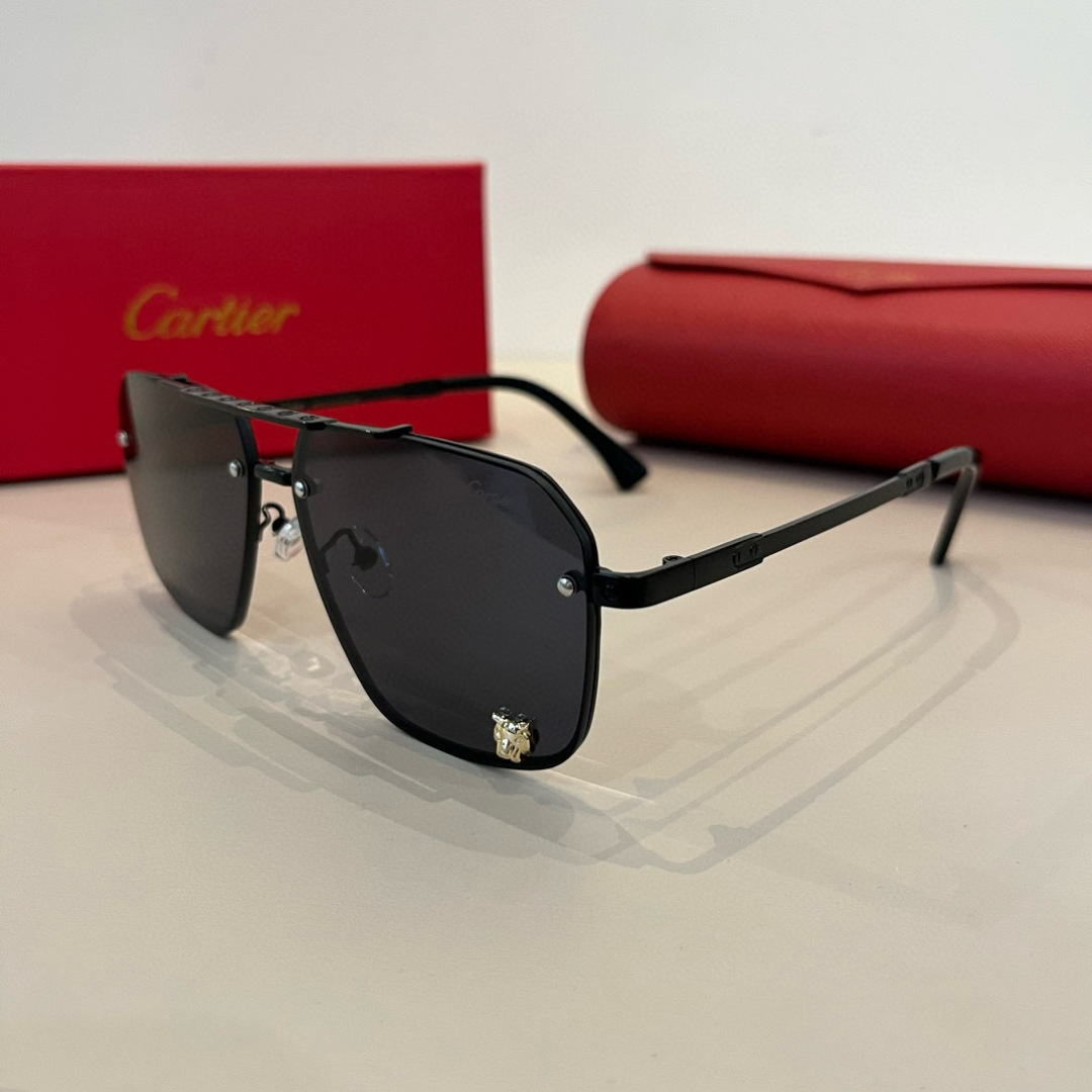 CARTIER カルティエ メタルサングラス 17523 ブラック メンズ 7-140 トゥルーフレーム 軽量 通勤 - 画像 6