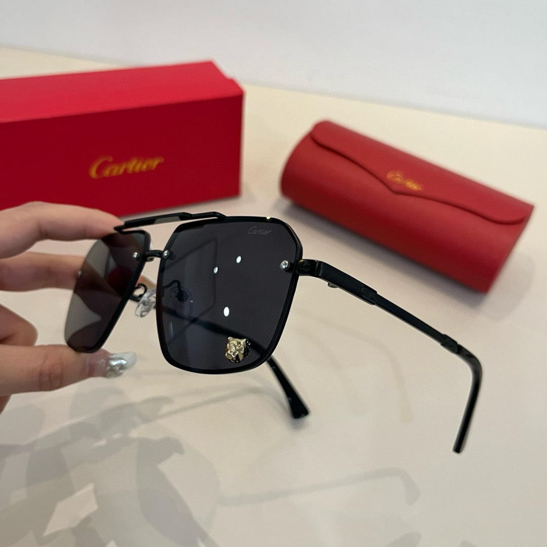 CARTIER カルティエ メタルサングラス 17523 ブラック メンズ 7-140 トゥルーフレーム 軽量 通勤 - 画像 7