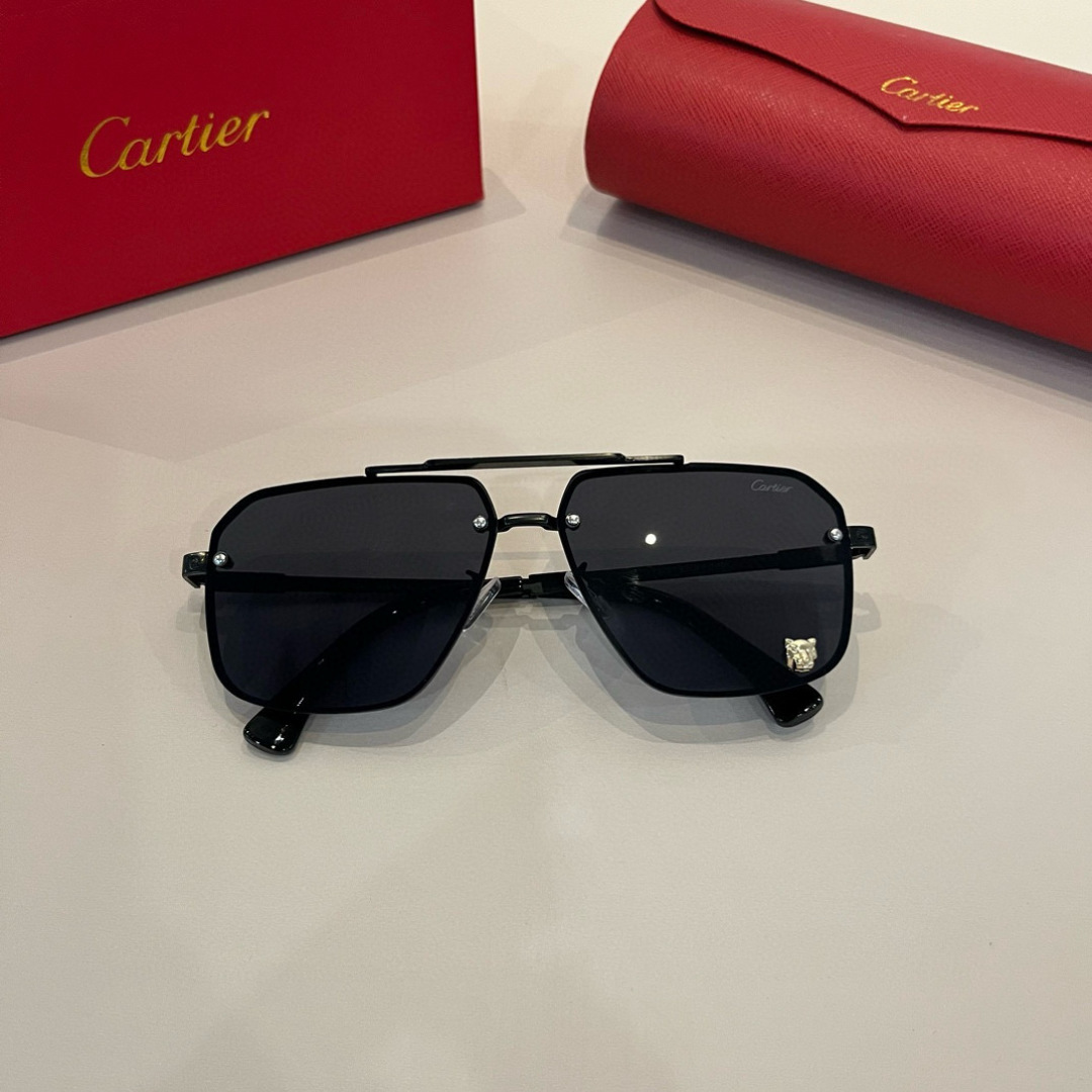 CARTIER カルティエ メタルサングラス 17523 ブラック メンズ 7-140 トゥルーフレーム 軽量 通勤 - 画像 8