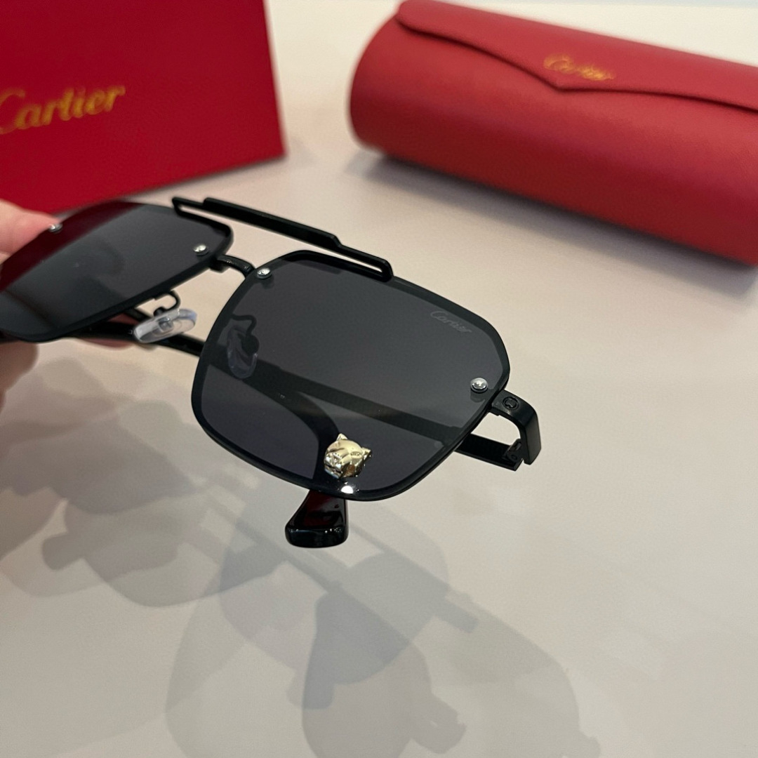 CARTIER カルティエ メタルサングラス 17523 ブラック メンズ 7-140 トゥルーフレーム 軽量 通勤 - 画像 9