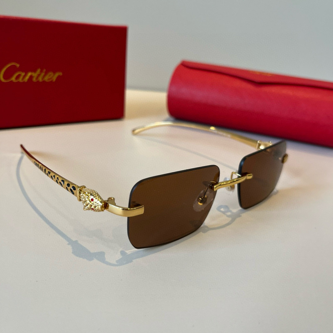 CARTIER カルティエ サングラス パンサーグラス メタルフレーム 54D18-138 ブラウン