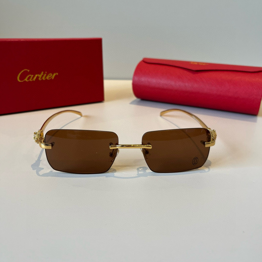 CARTIER カルティエ サングラス パンサーグラス メタルフレーム 54D18-138 ブラウン - 画像 4