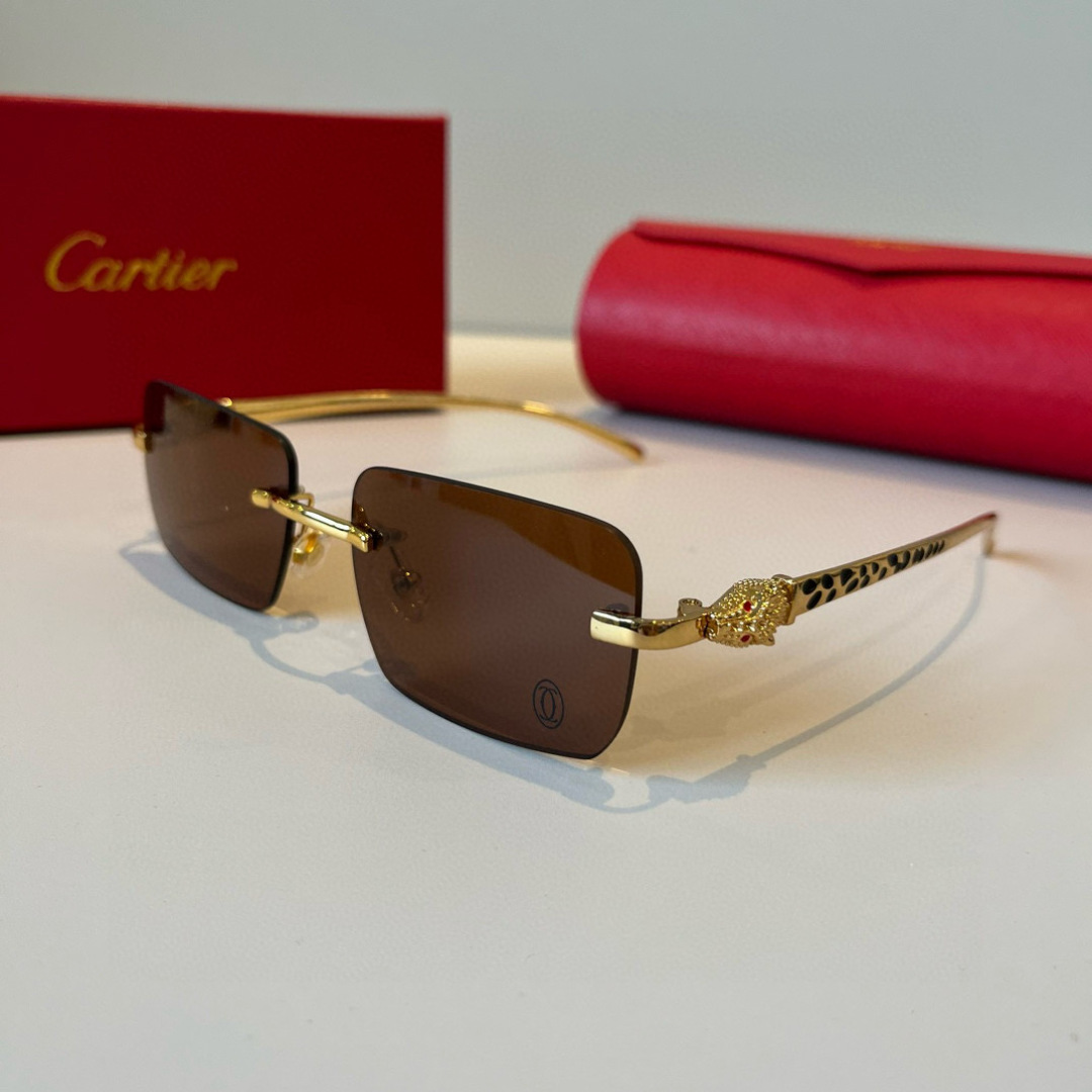 CARTIER カルティエ サングラス パンサーグラス メタルフレーム 54D18-138 ブラウン - 画像 5