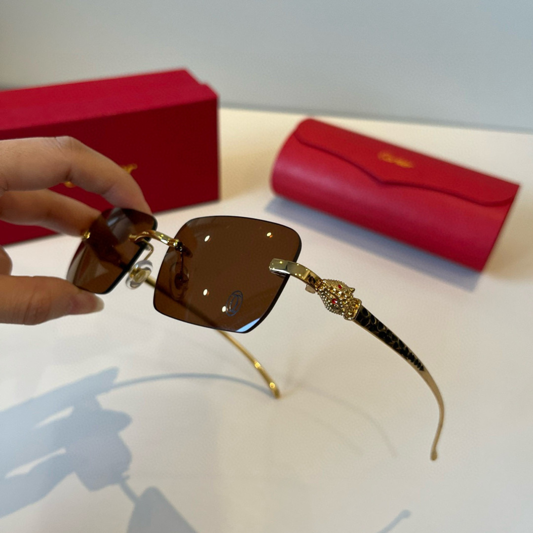 CARTIER カルティエ サングラス パンサーグラス メタルフレーム 54D18-138 ブラウン - 画像 6