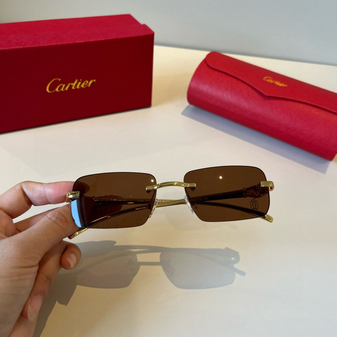 CARTIER カルティエ サングラス パンサーグラス メタルフレーム 54D18-138 ブラウン - 画像 8