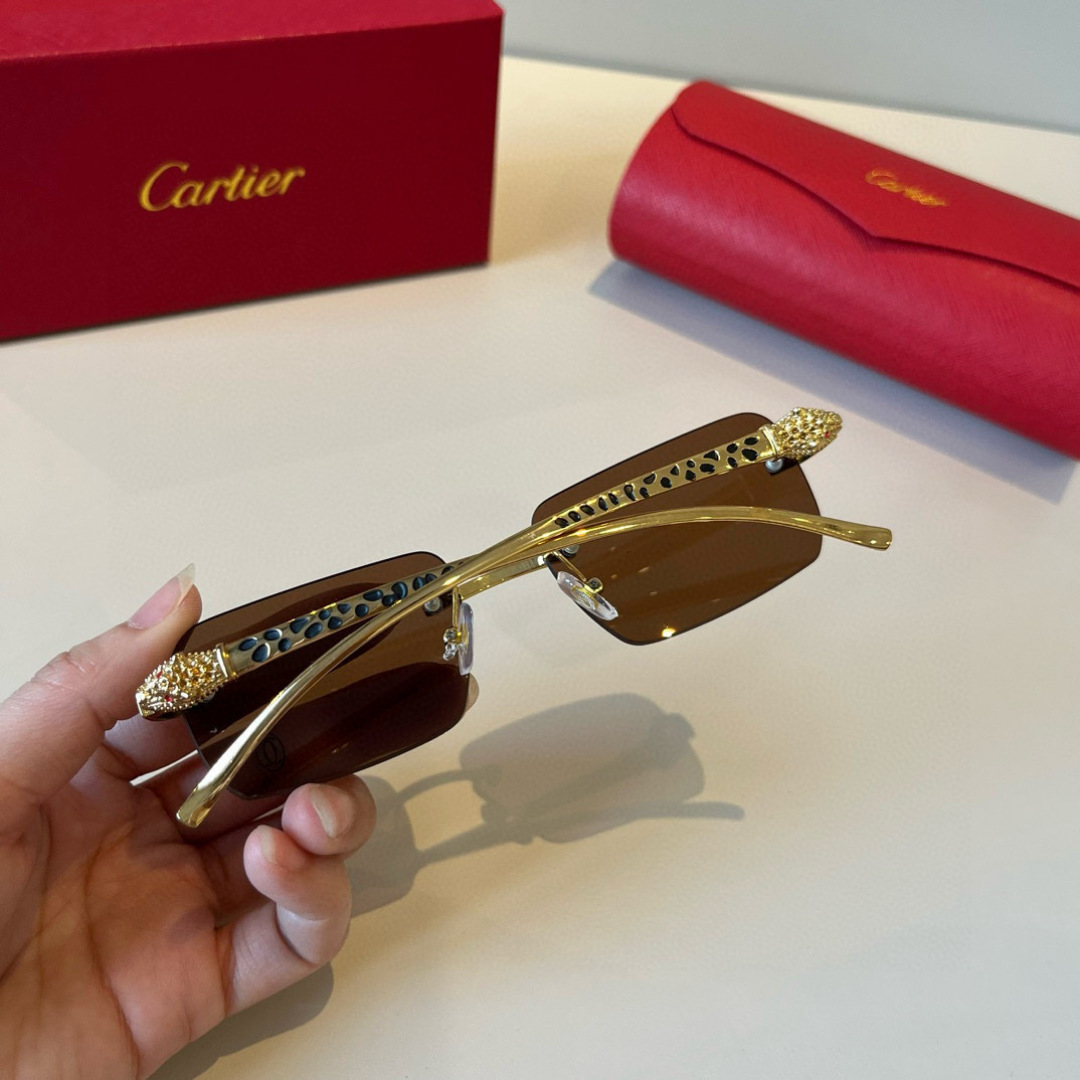 CARTIER カルティエ サングラス パンサーグラス メタルフレーム 54D18-138 ブラウン - 画像 9