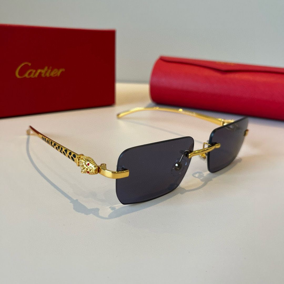 CARTIE カルティエ サングラス メタル ロゴ入り デザイン 金色 ブラック レディース メンズ 全2色