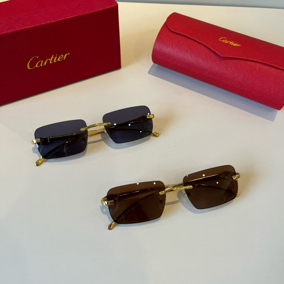 CARTIE カルティエ サングラス メタル ロゴ入り デザイン 金色 ブラック レディース メンズ 全2色 - 画像 2