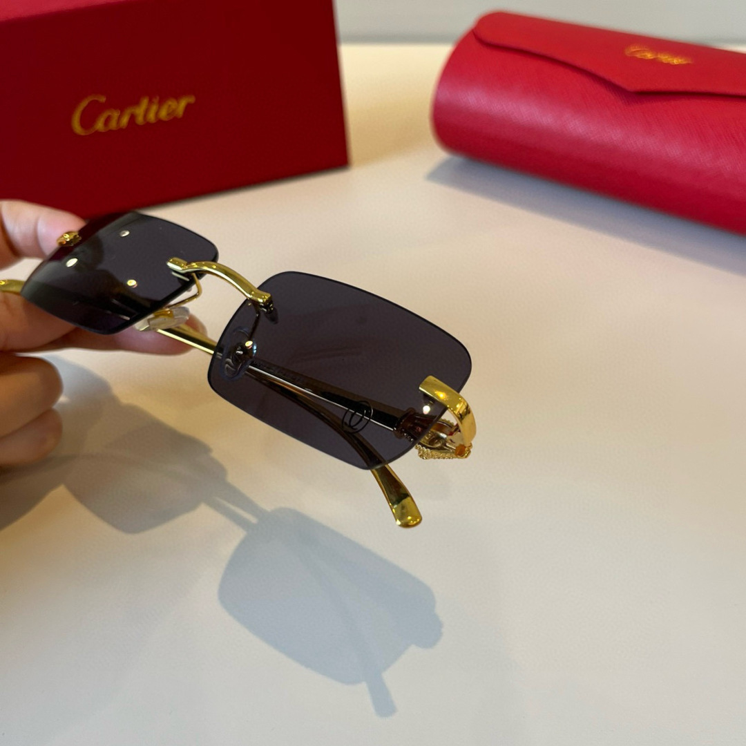 CARTIE カルティエ サングラス メタル ロゴ入り デザイン 金色 ブラック レディース メンズ 全2色 - 画像 5