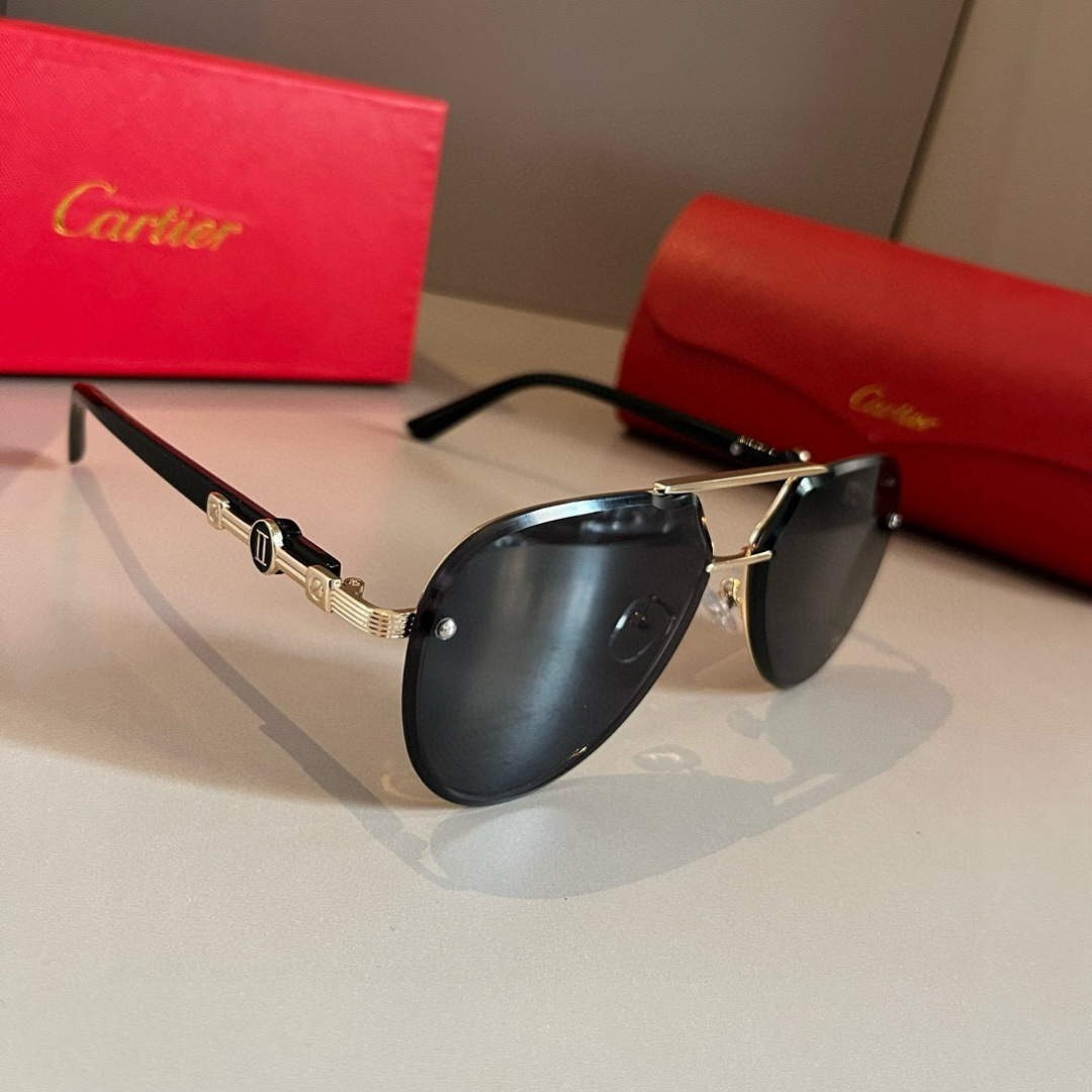 CARTIER カルティエ サングラス メタルフレーム ブラック 17502 60108-145 通勤 メンズ レディース ブラック