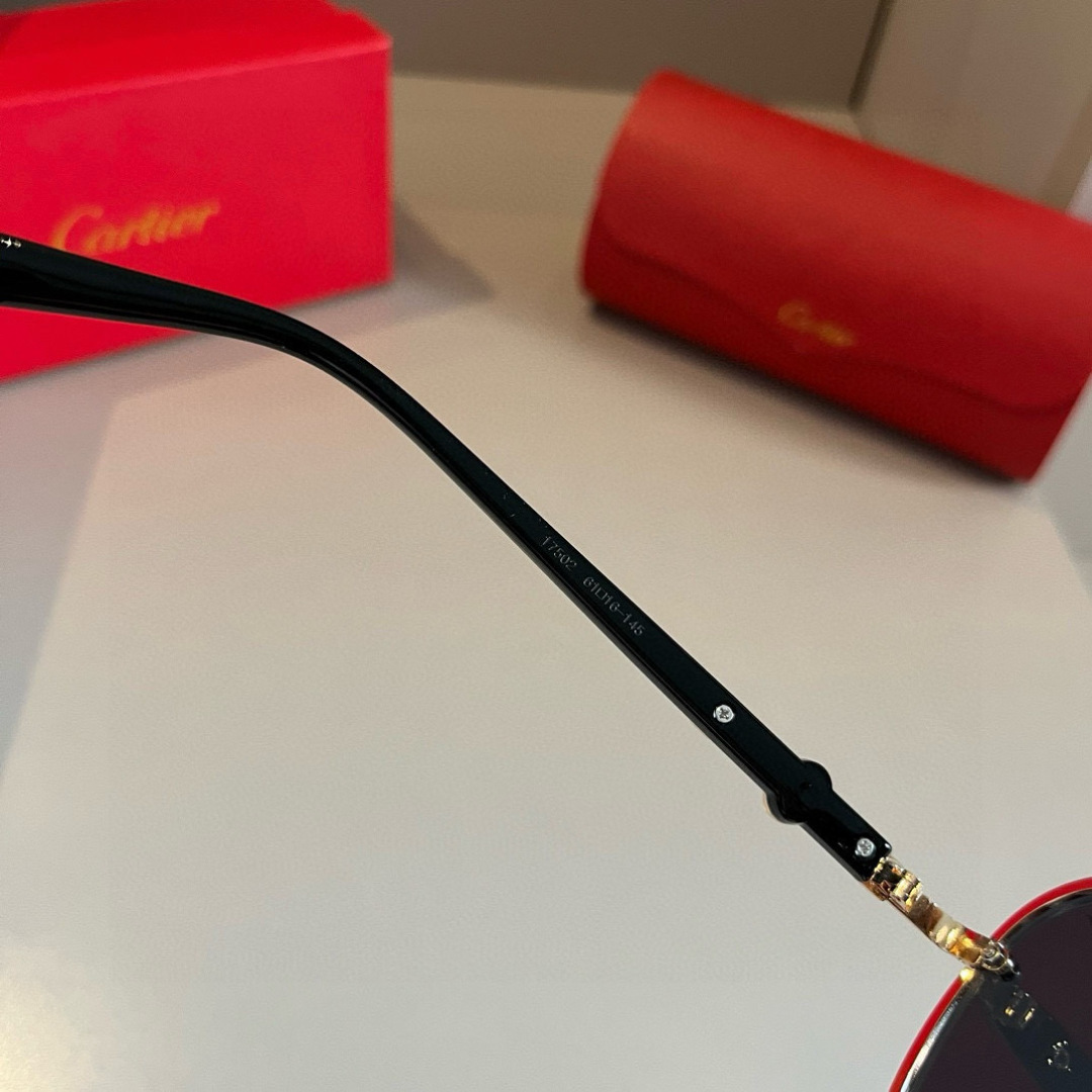 CARTIER カルティエ サングラス メタルフレーム ブラック 17502 60108-145 通勤 メンズ レディース ブラック - 画像 2