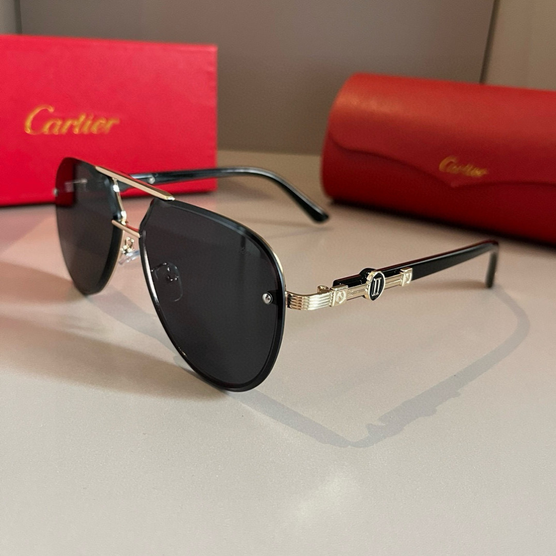 CARTIER カルティエ サングラス メタルフレーム ブラック 17502 60108-145 通勤 メンズ レディース ブラック - 画像 5