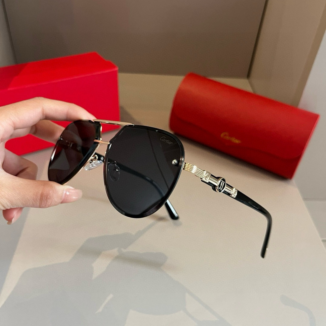 CARTIER カルティエ サングラス メタルフレーム ブラック 17502 60108-145 通勤 メンズ レディース ブラック - 画像 6