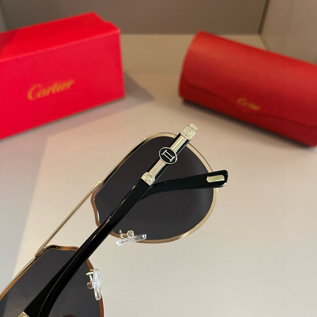 CARTIER カルティエ サングラス メタルフレーム ブラック 17502 60108-145 通勤 メンズ レディース ブラック - 画像 7