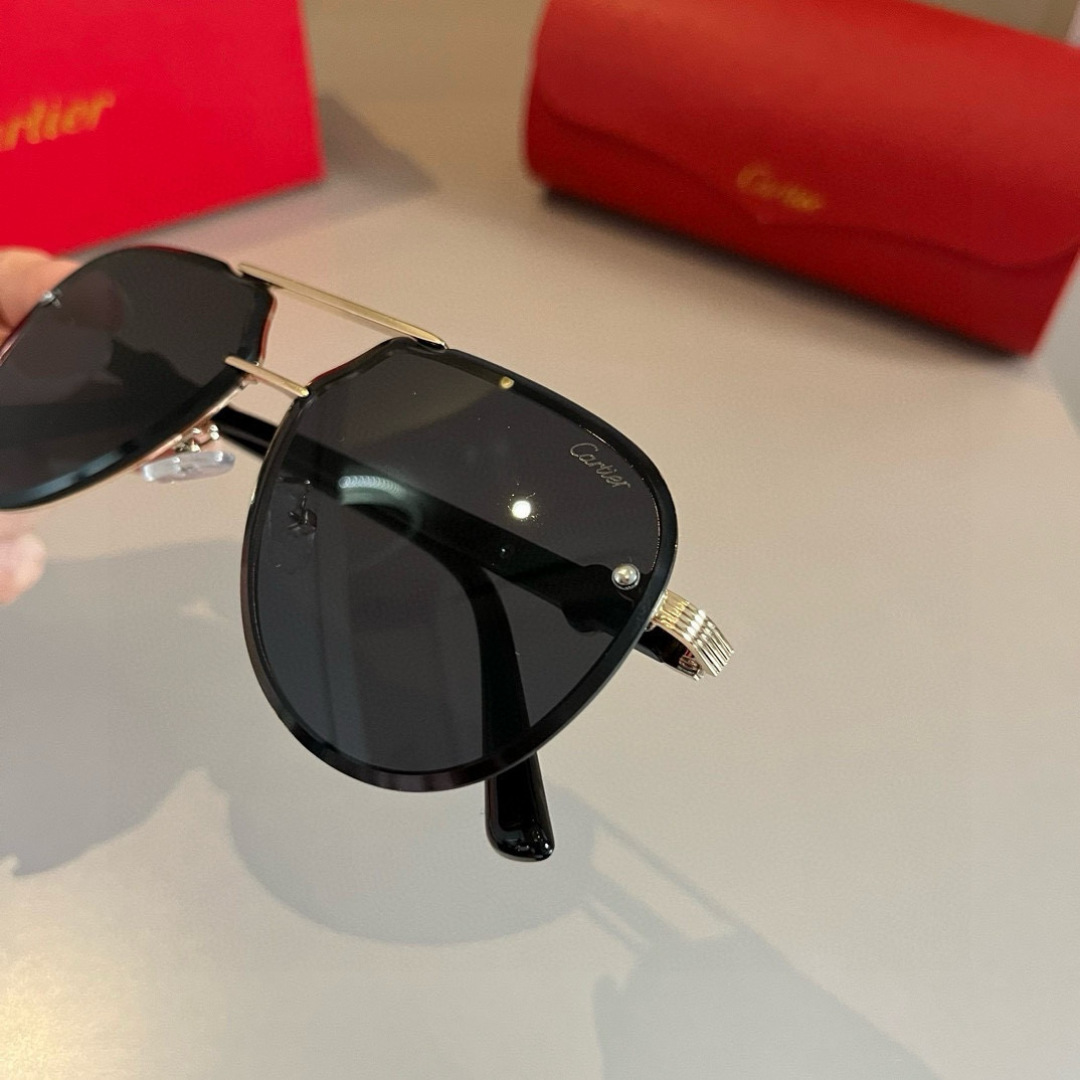 CARTIER カルティエ サングラス メタルフレーム ブラック 17502 60108-145 通勤 メンズ レディース ブラック - 画像 9