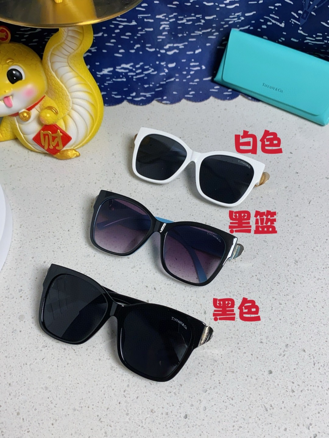 TIFFANY & CO ティファニー サングラス 偏光 メンズ レディース 方形 サングラス ホワイト ブラック ブルー 3色展開 - 画像 4