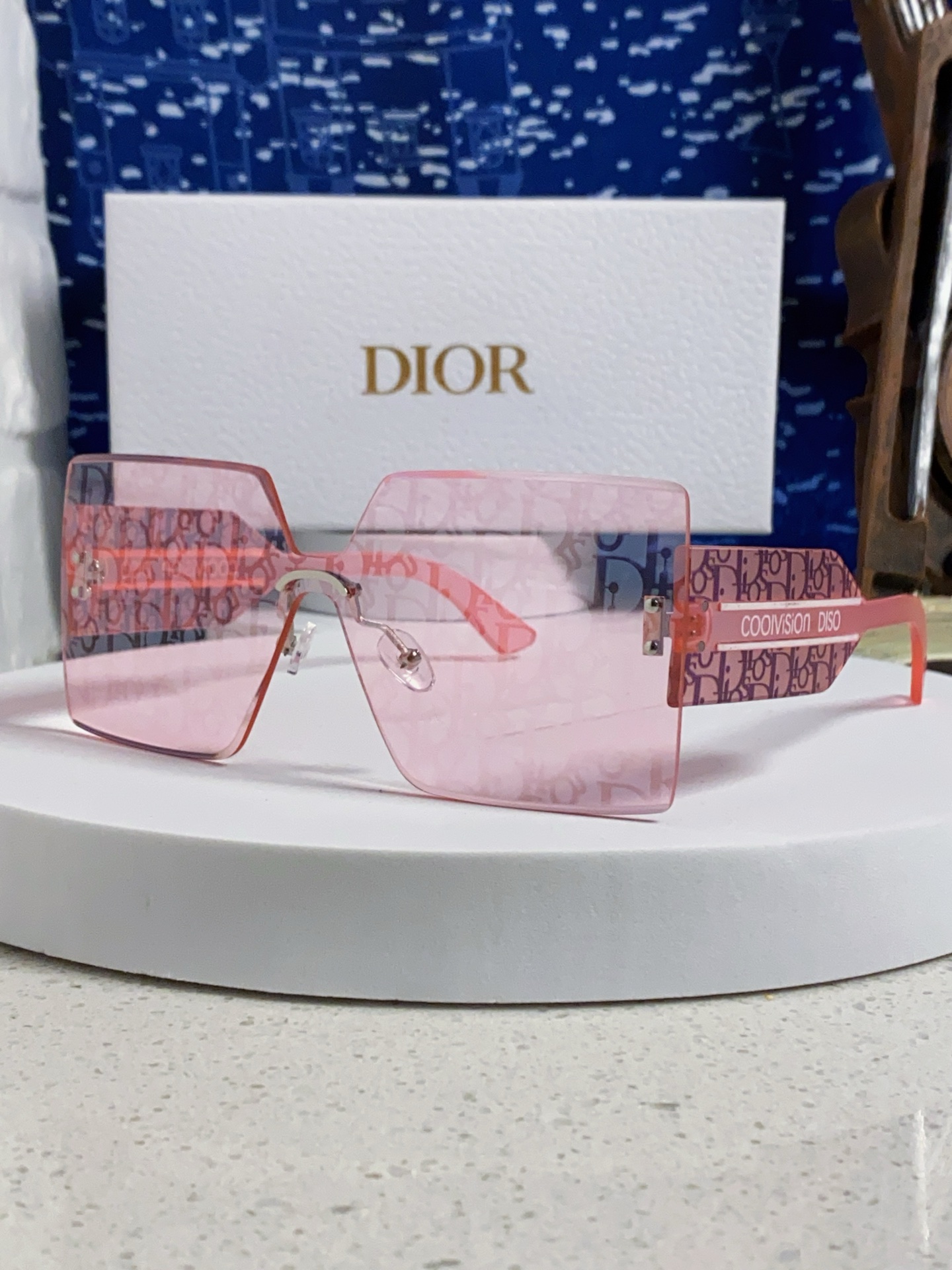 DIOR ディオール フレームレスサングラス メンズ レディース フレームレス 大判 ピンク 多色展開