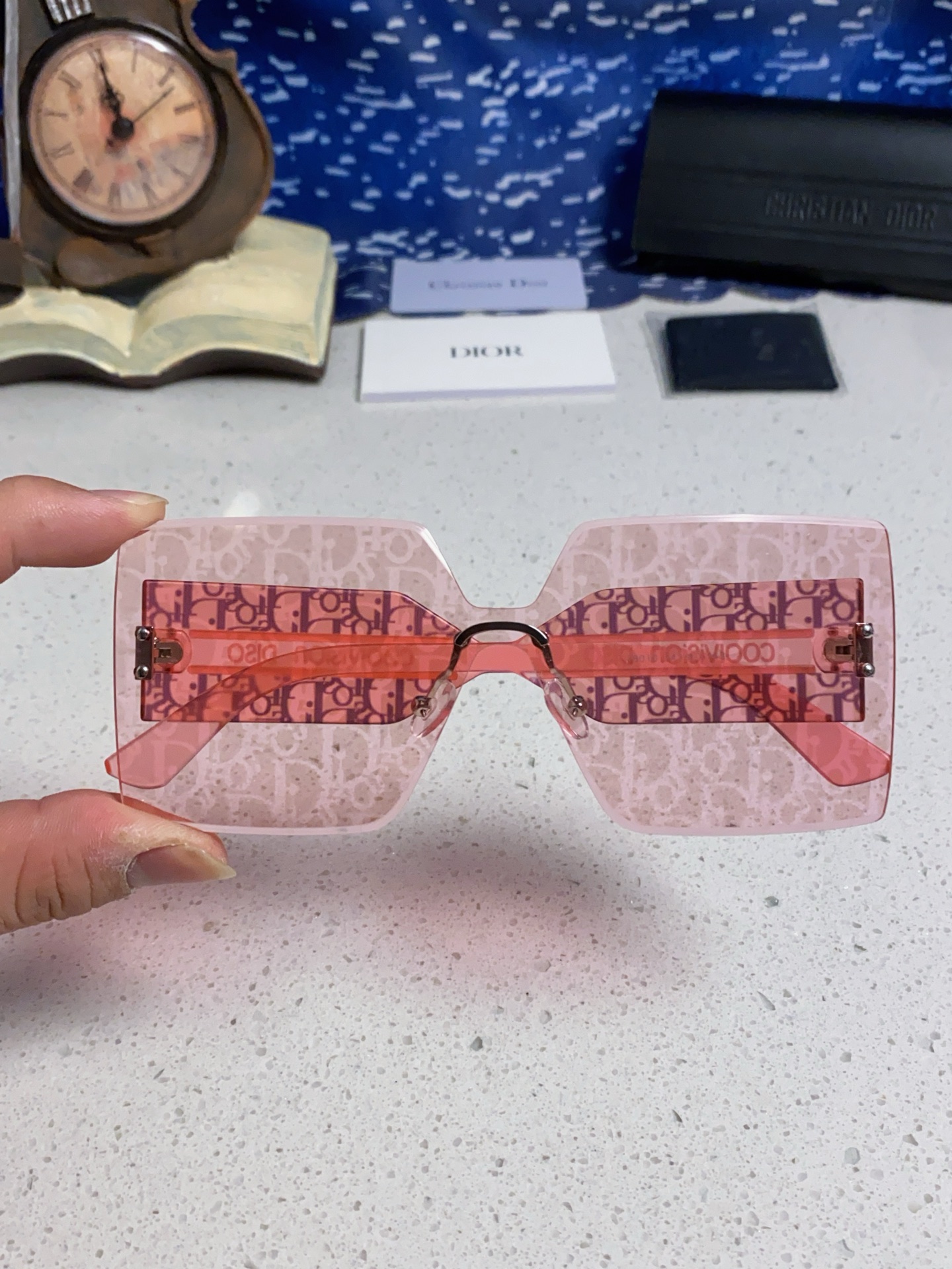 DIOR ディオール フレームレスサングラス メンズ レディース フレームレス 大判 ピンク 多色展開 - 画像 6