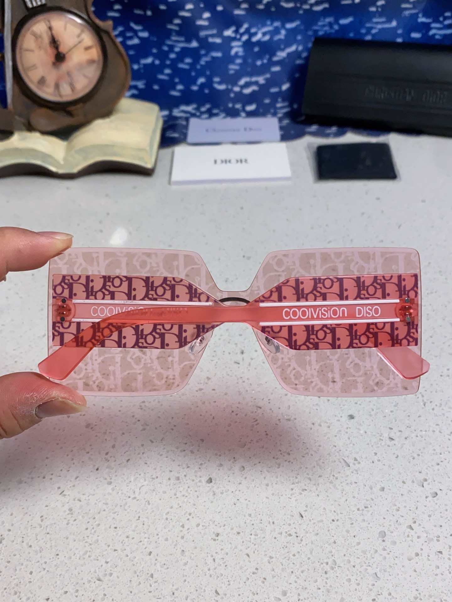 DIOR ディオール フレームレスサングラス メンズ レディース フレームレス 大判 ピンク 多色展開 - 画像 7