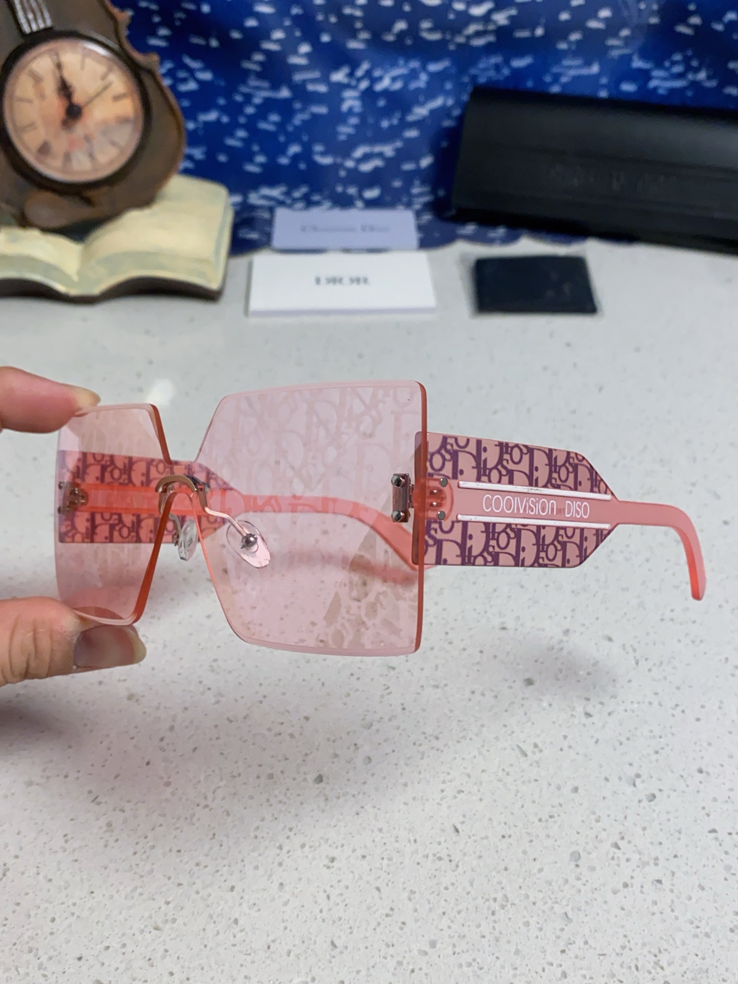 DIOR ディオール フレームレスサングラス メンズ レディース フレームレス 大判 ピンク 多色展開 - 画像 8