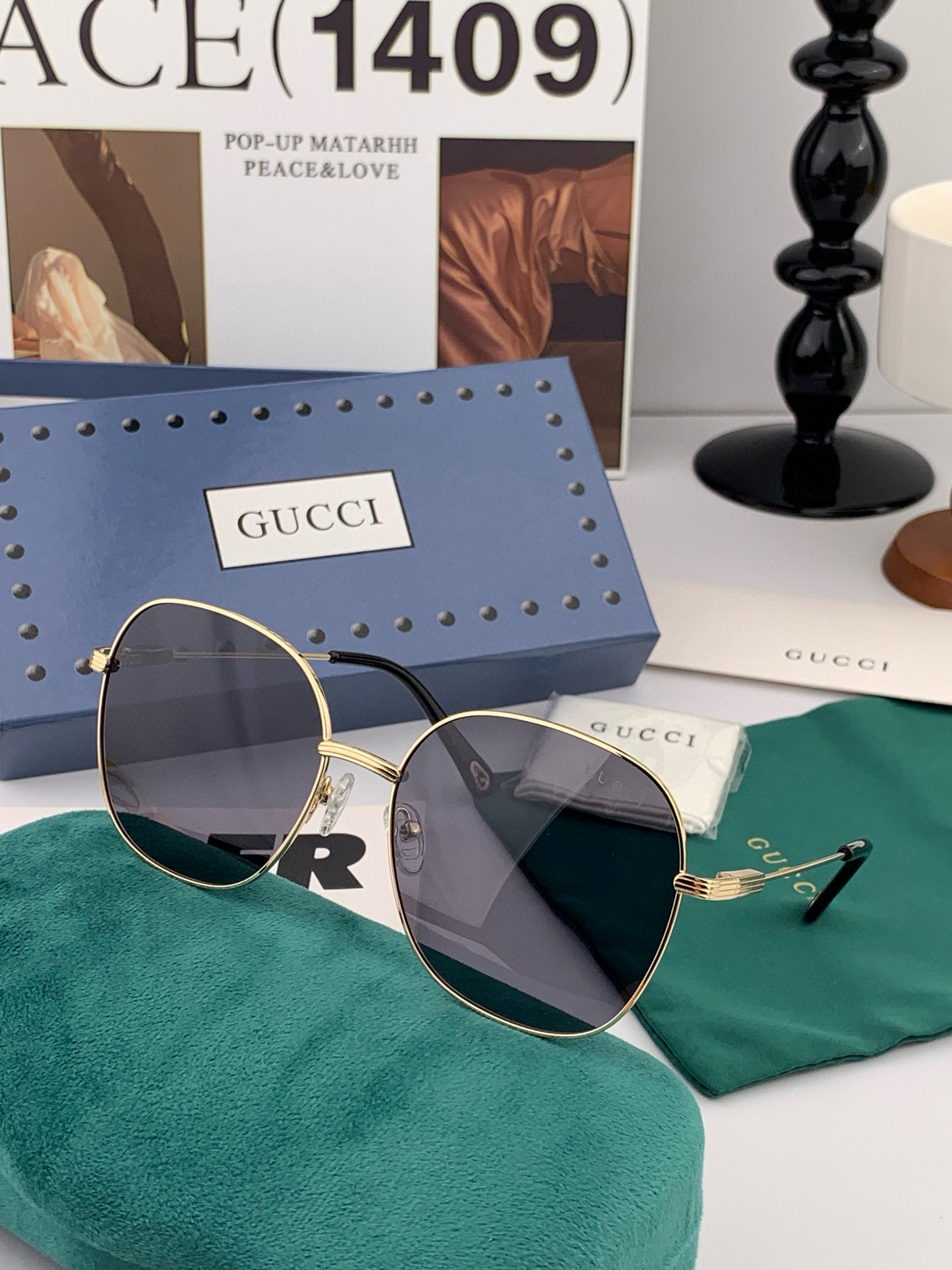 GUCCI グッチ サングラス オーバル メンズ レディース ブラック G35810 - 画像 5