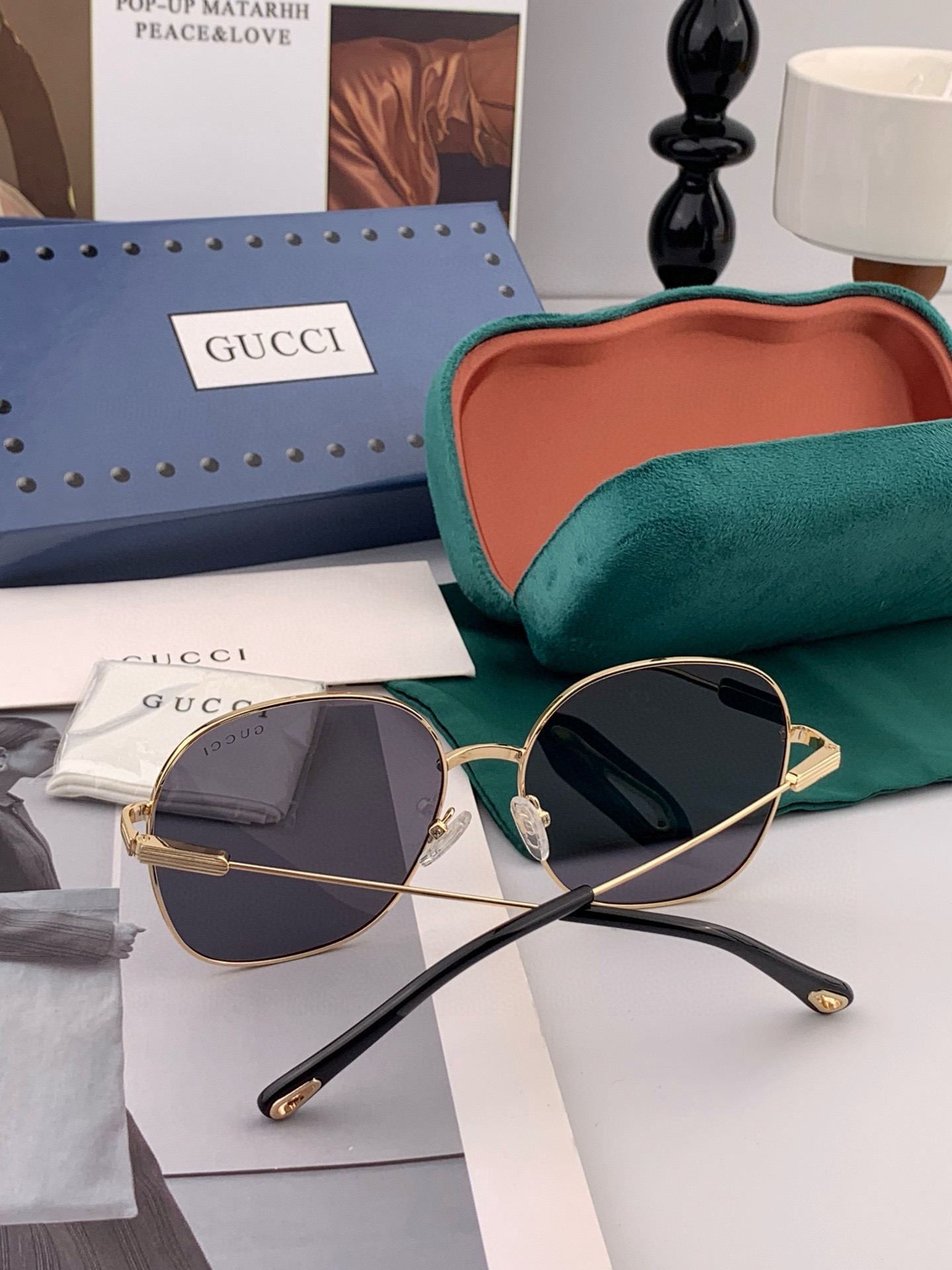 GUCCI グッチ サングラス オーバル メンズ レディース ブラック G35810 - 画像 6