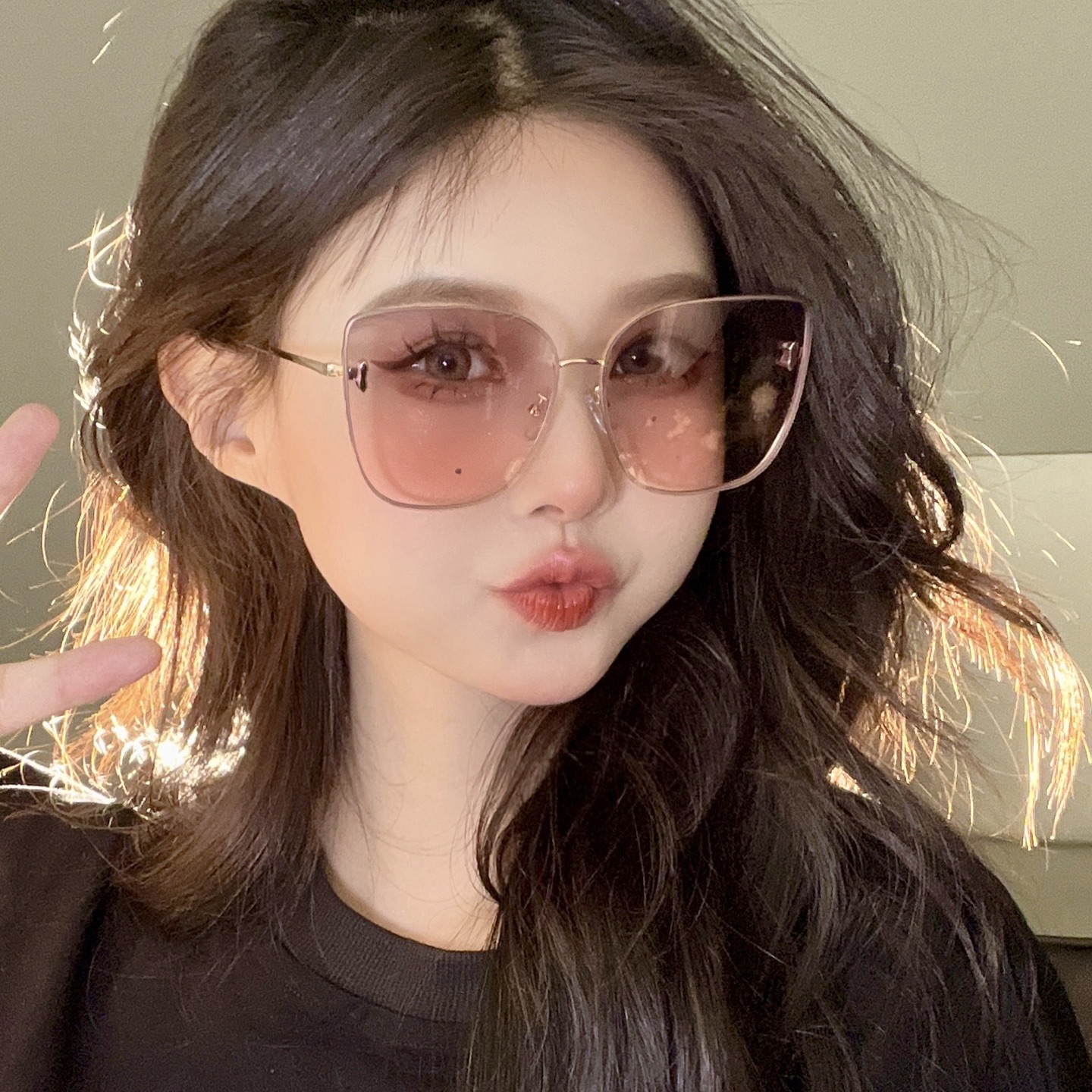 GUCCI グッチ サングラス シルバーフレーム パステルピンク フェイスガード G1506 メンズ レディース