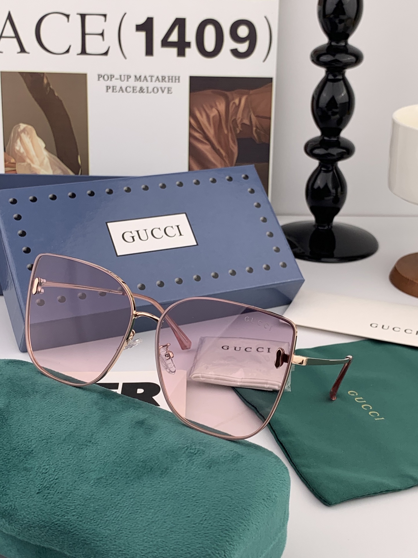 GUCCI グッチ サングラス シルバーフレーム パステルピンク フェイスガード G1506 メンズ レディース - 画像 5