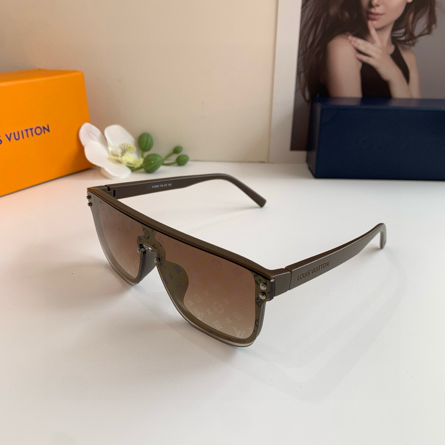 LV ルイヴィトン サングラス フレーム一体型 シルバーフレーム ブラック ブラウン レディース メンズ 31260 - 画像 2