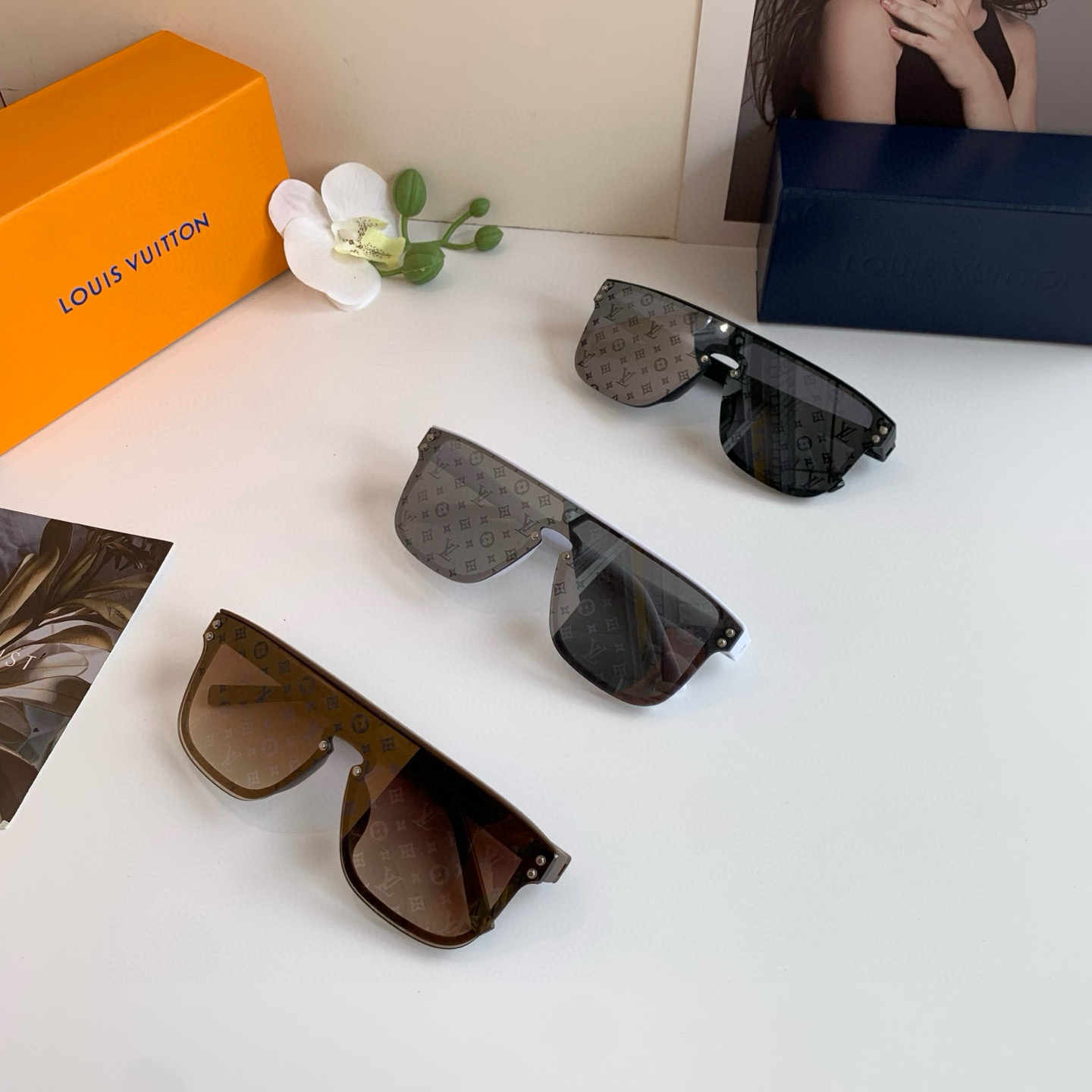 LV ルイヴィトン メガネ フラットシェイプ サングラス メンズ レディース 限定モデル ホワイト ブラック - 画像 8