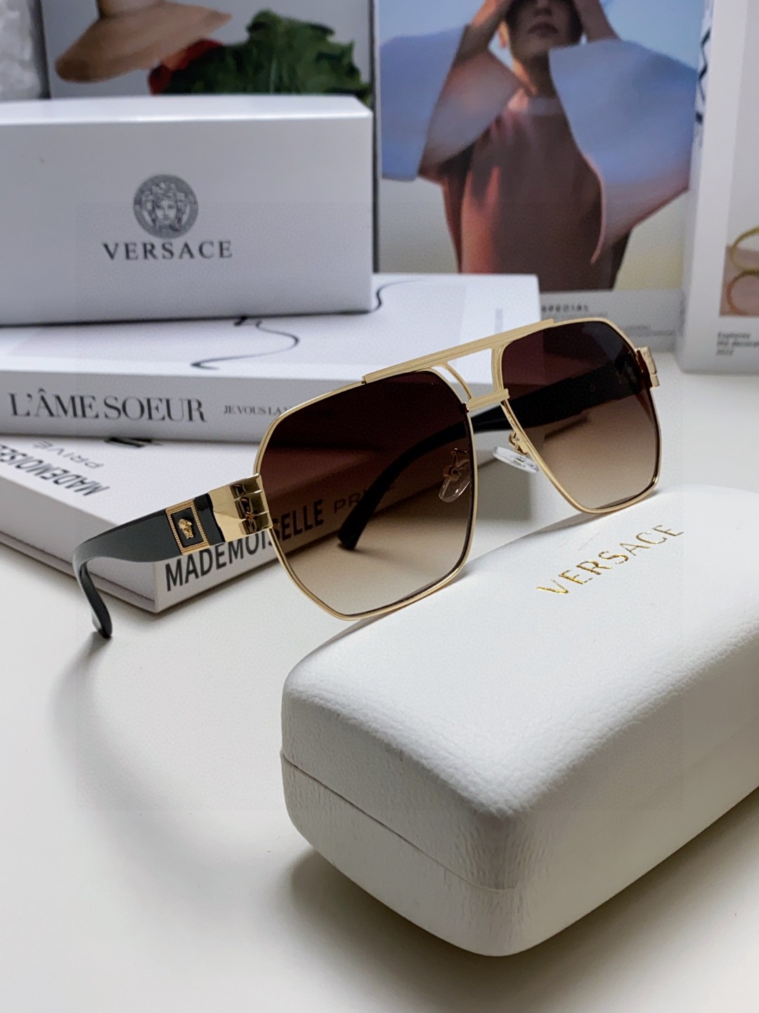 VERSACE ヴェルサーチ メンズ サングラス ゴールドフレーム メディウスヘッドロゴ 31138 ブラック ブラウン ブルー レディース 多色展開 - 画像 9