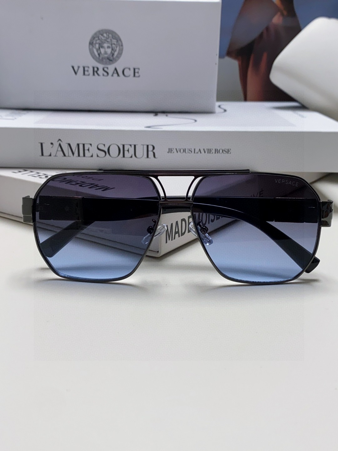 VERSACE ヴェルサーチ サングラス メンズ ブラック ピンクゴールド メデューサロゴ 23249 23248 23247 23246 23245 多色展開 - 画像 8