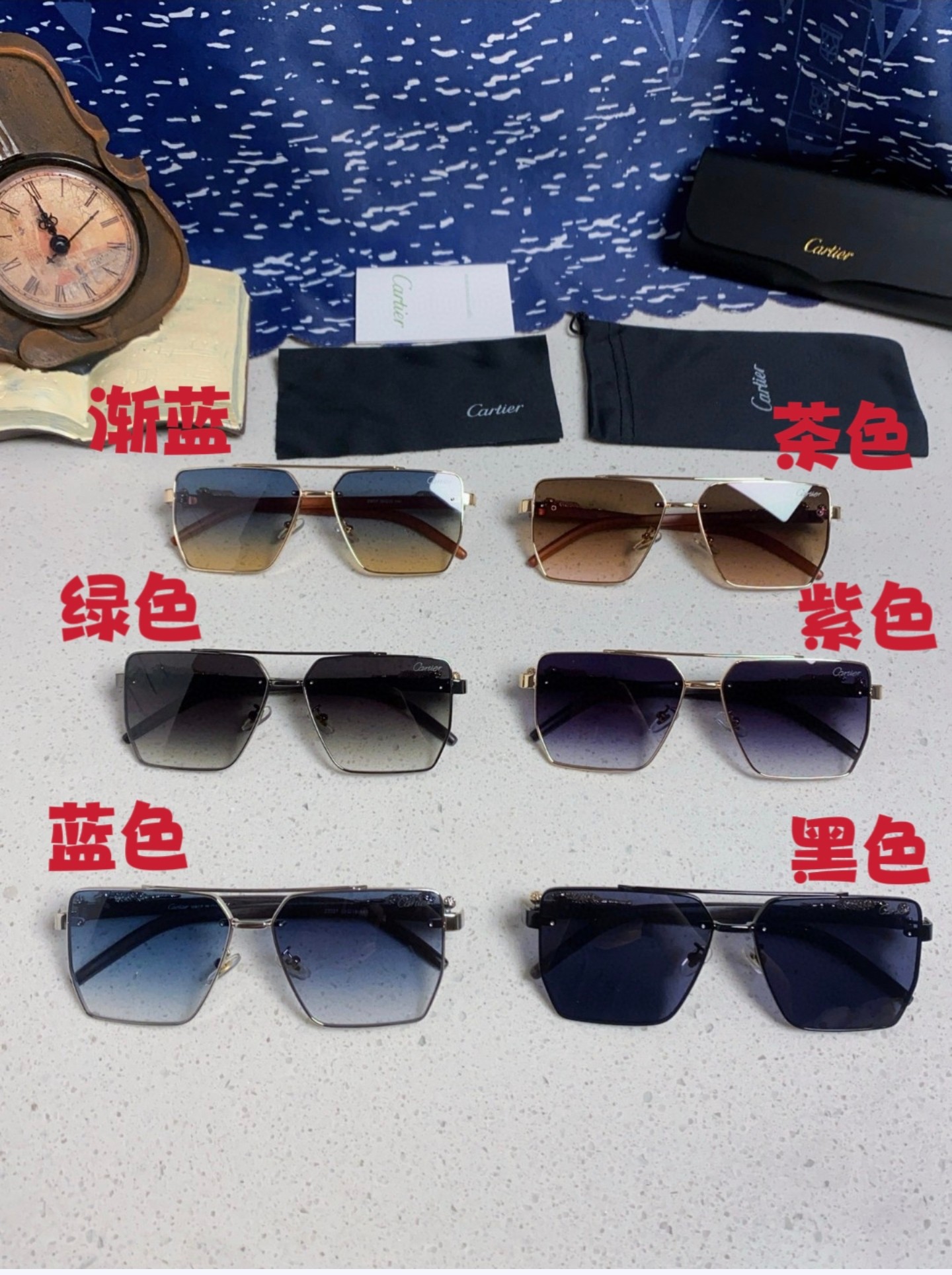 Cartier カルティエ フレームサングラス ペンギンモデル デザイン ゴールド ブラウン レディース 多色展開 - 画像 4