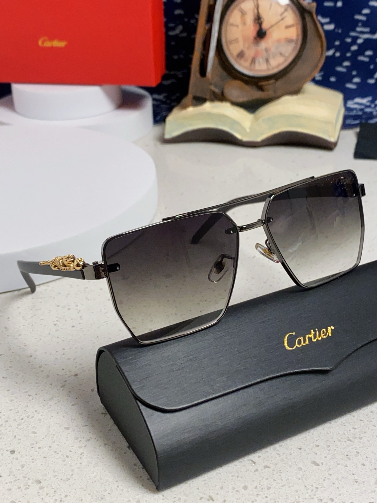 Cartier カルティエ プラネット サングラス ブラック メンズ サングラス シルバー ポリカarbonate フレーム グラデーションレンズ 6色展開 - 画像 2