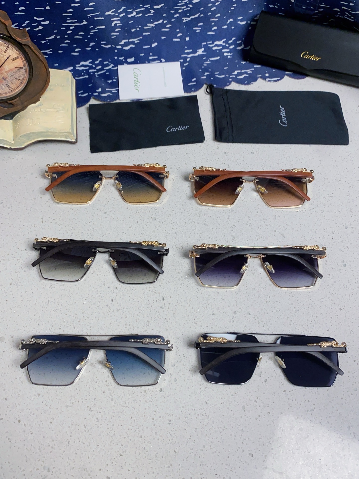 Cartier カルティエ プラネット サングラス ブラック メンズ サングラス シルバー ポリカarbonate フレーム グラデーションレンズ 6色展開 - 画像 3