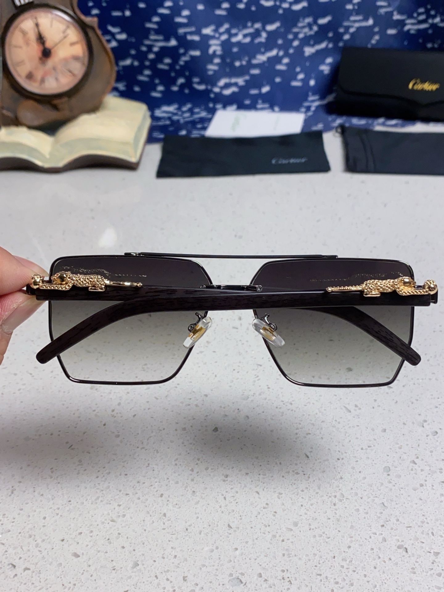 Cartier カルティエ プラネット サングラス ブラック メンズ サングラス シルバー ポリカarbonate フレーム グラデーションレンズ 6色展開 - 画像 8