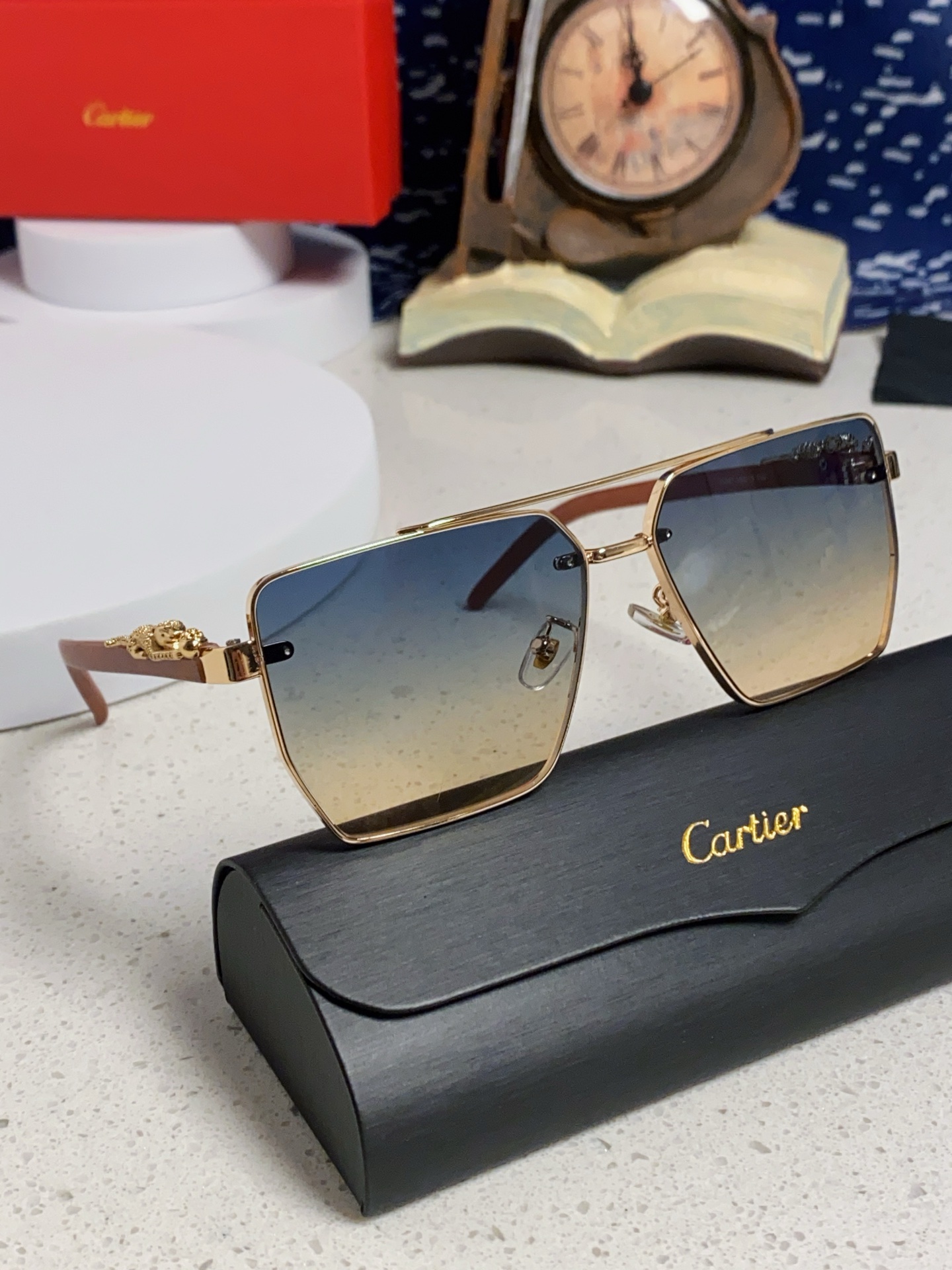 CARTEER カルティエ サングラス メンズ フライト グラデーション レンズ 金属フレーム オリジナル豹子球 デザイン 23037 59□13 140 6色展開 - 画像 2