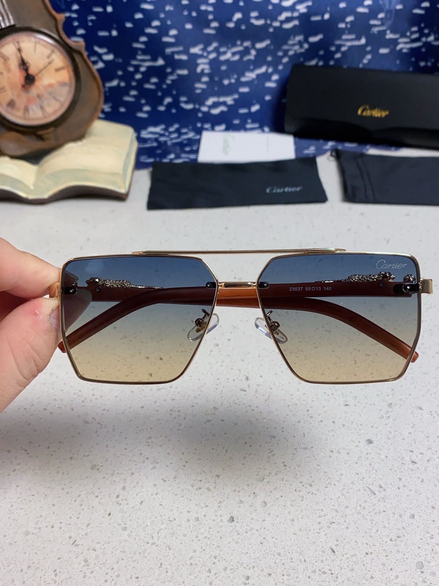 CARTEER カルティエ サングラス メンズ フライト グラデーション レンズ 金属フレーム オリジナル豹子球 デザイン 23037 59□13 140 6色展開 - 画像 7