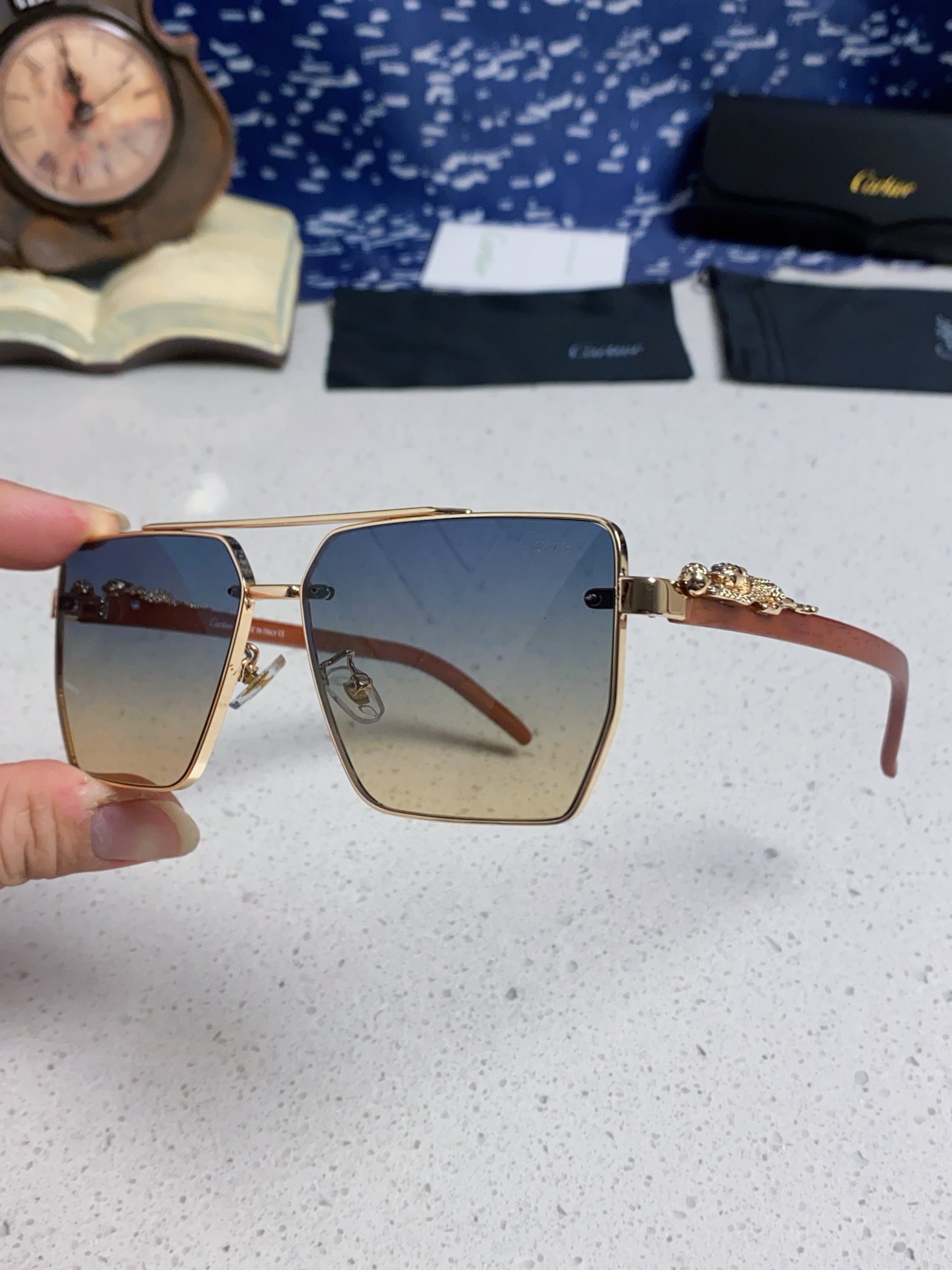 CARTEER カルティエ サングラス メンズ フライト グラデーション レンズ 金属フレーム オリジナル豹子球 デザイン 23037 59□13 140 6色展開 - 画像 9