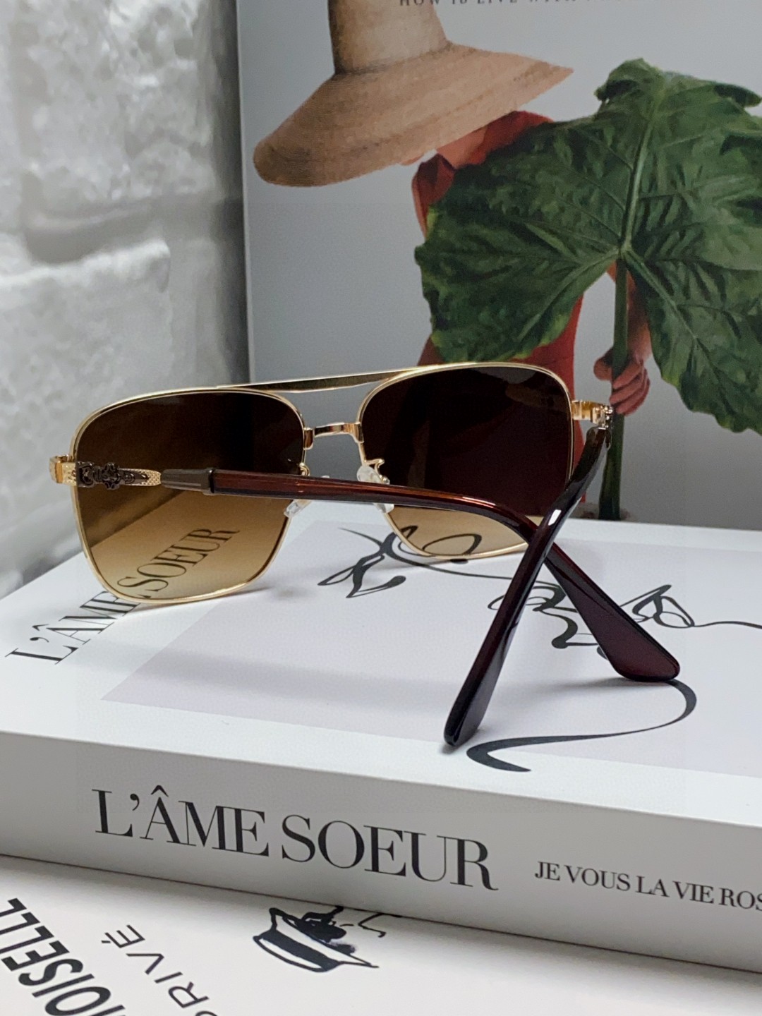 CHROME HEARTS クロムハーツ サングラス フラットシェイプ 防紫外线 メンズ レディース ブラック ブラウン チェック柄 31413 - 画像 4