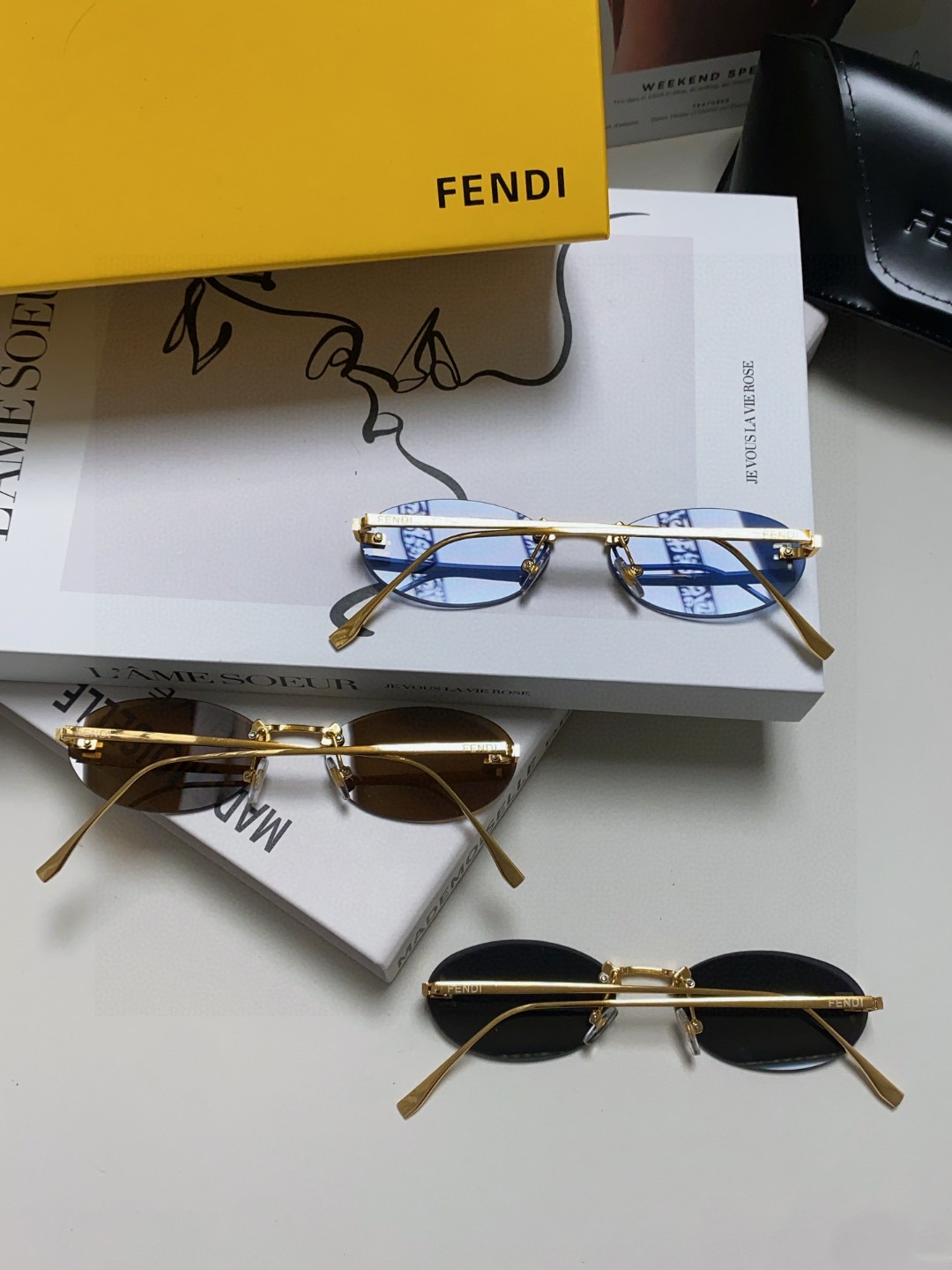 FENDI フェンディ サングラス 2024年新作 金属無框 楕円型 メンズ レディース 防紫外線 茶色 ブルー ブラック 全3色 - 画像 3