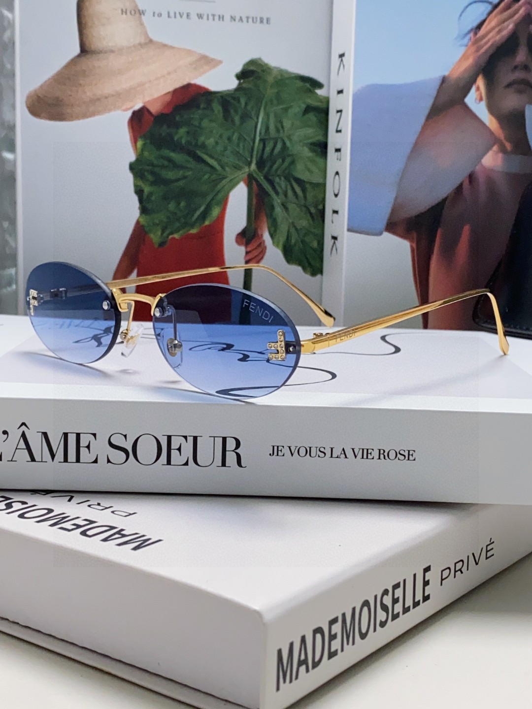 FENDI フェンディ サングラス メタル無框 椭円型 メンズ レディース 2024新作 ブルー ブラック ブラウン 多色展開 - 画像 6