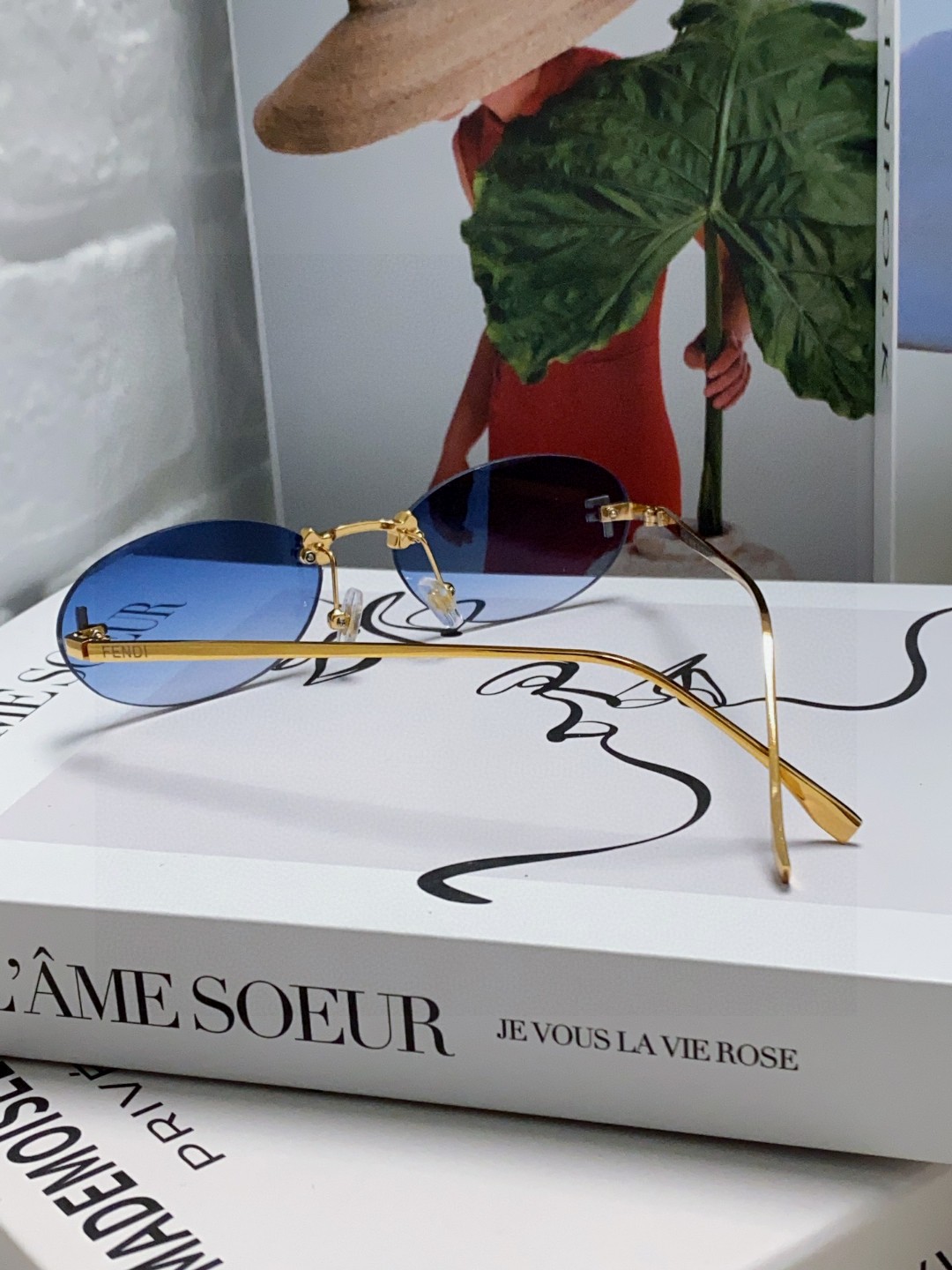 FENDI フェンディ サングラス メタル無框 椭円型 メンズ レディース 2024新作 ブルー ブラック ブラウン 多色展開 - 画像 8