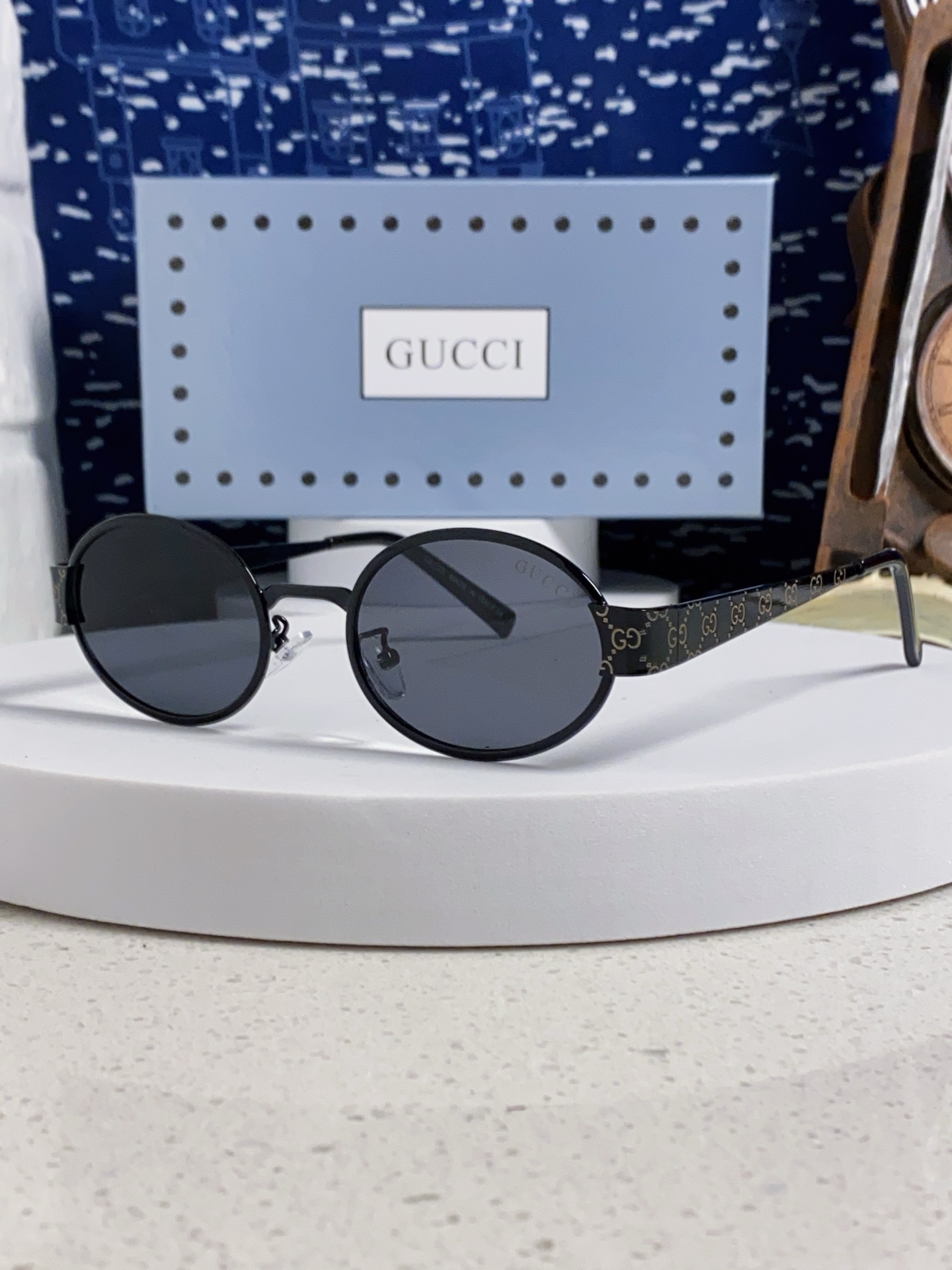 GUCCI グッチ サングラス メンズ レディース 2025年新作 楕円型 金属フレーム UVカット 防紫外線 多色展開