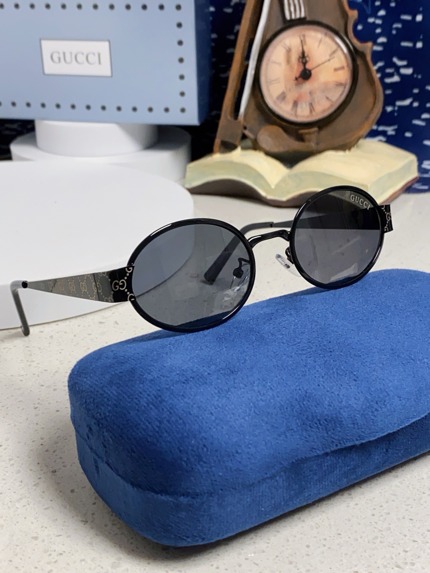 GUCCI グッチ サングラス メンズ レディース 2025年新作 楕円型 金属フレーム UVカット 防紫外線 多色展開 - 画像 2